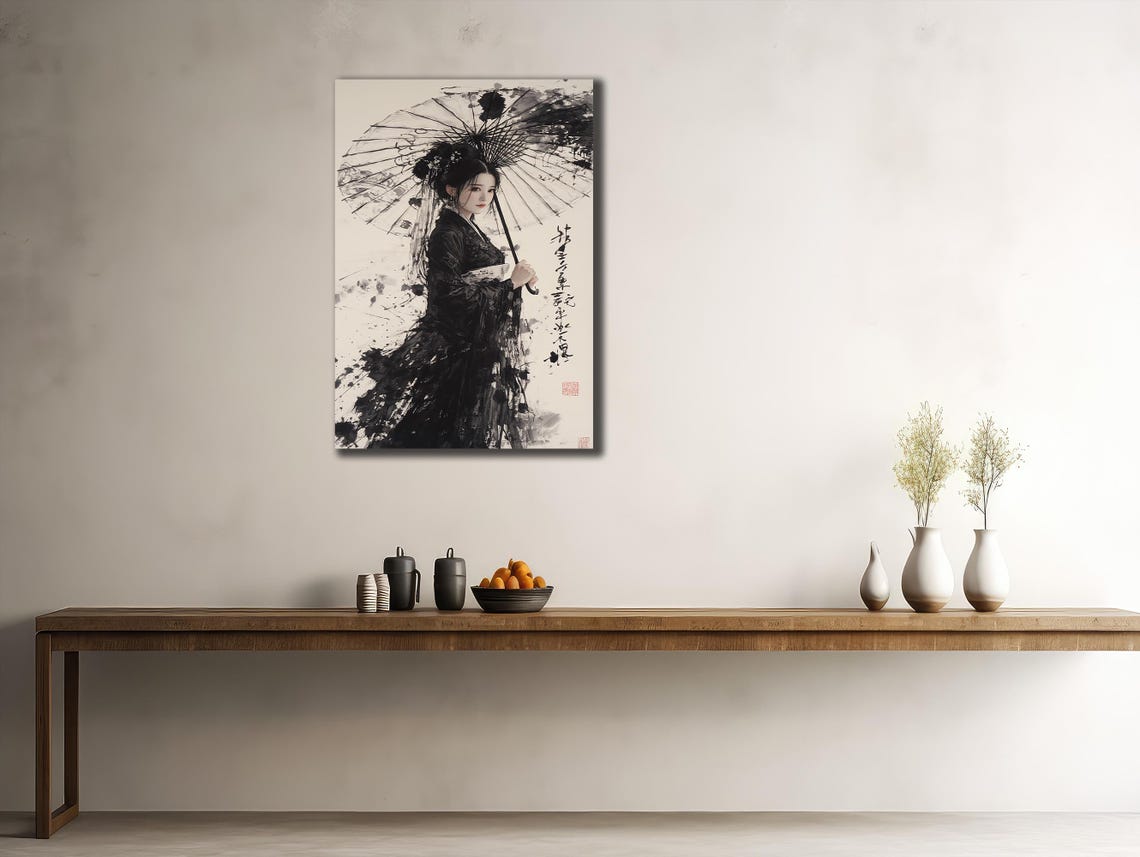 Geisha Art Japanese Woman Printings Wall Decor Ethnic Wall Art Geisha Painting On Traditional Poster Japanese Oil Painting - Image 2
