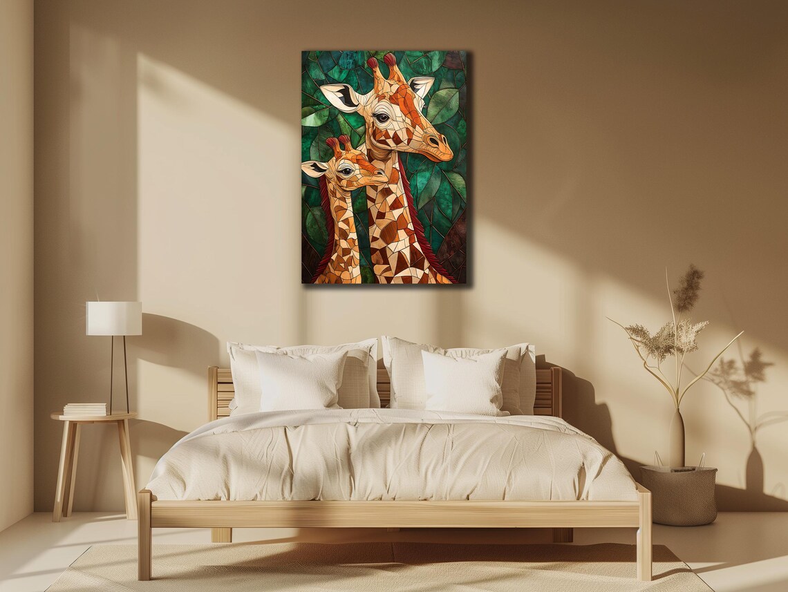 Giraffes Art Giraffe Family Mother And Baby Poster Farmer Gifts Home Decor Funny Art Prints Kids Room Gift