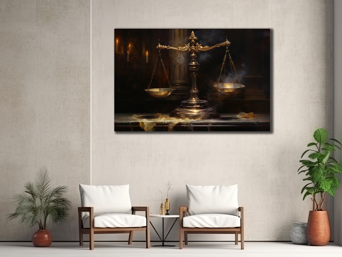 Scales Of Justice Art Lawyer Office Wall Decor Print Wall Art Gift For Lawyer Lawyer Gifts Balance Of Justice Painting On
