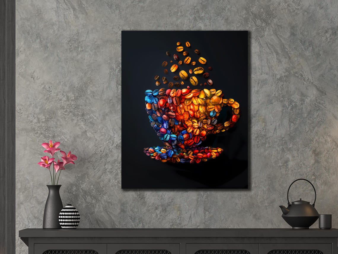 Colorful Coffee Beans Cup Creative Kitchen Cafe Wall Decor Art Poster - Image 3
