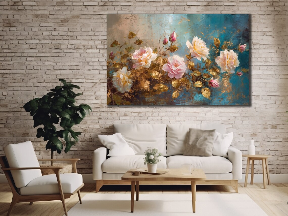 Pinkgold Flower Wall Art Luxury Flower Art Floral Poster Farmer Gifts Home Decoraton Modern Printing Art Prints Gifts - Image 2