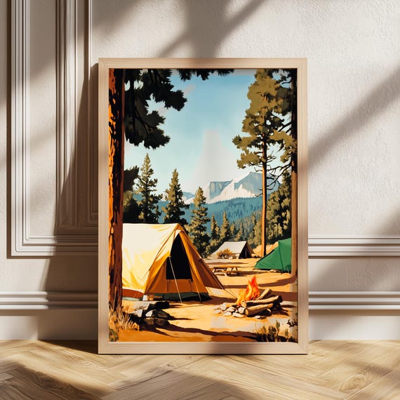 Retro Tent Camping Wall Art Print Poster Living Room Decor Outdoor Prints
