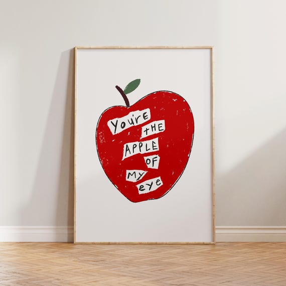 Nursery Wall Art Bedroom Print Youre The Apple Of My Eye Kids Room Illustration Decor