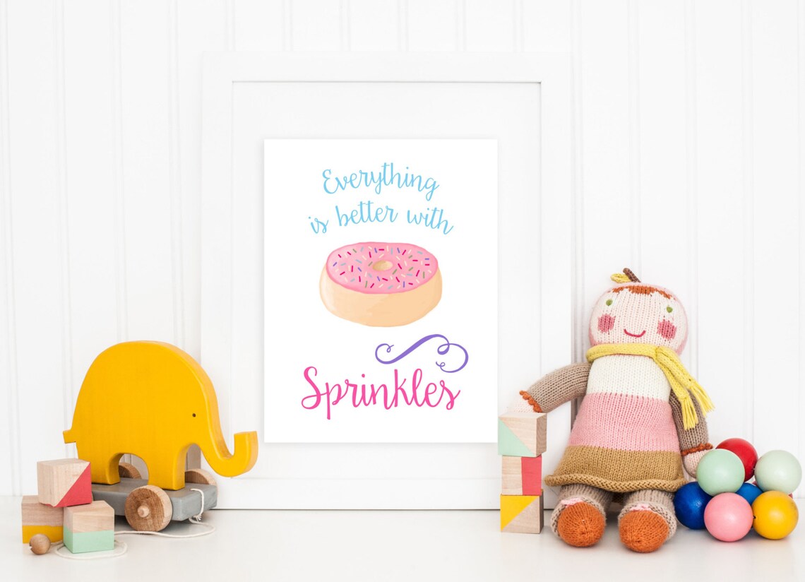 Everything Is Better With Sprinkles Pink Nursery Art Print