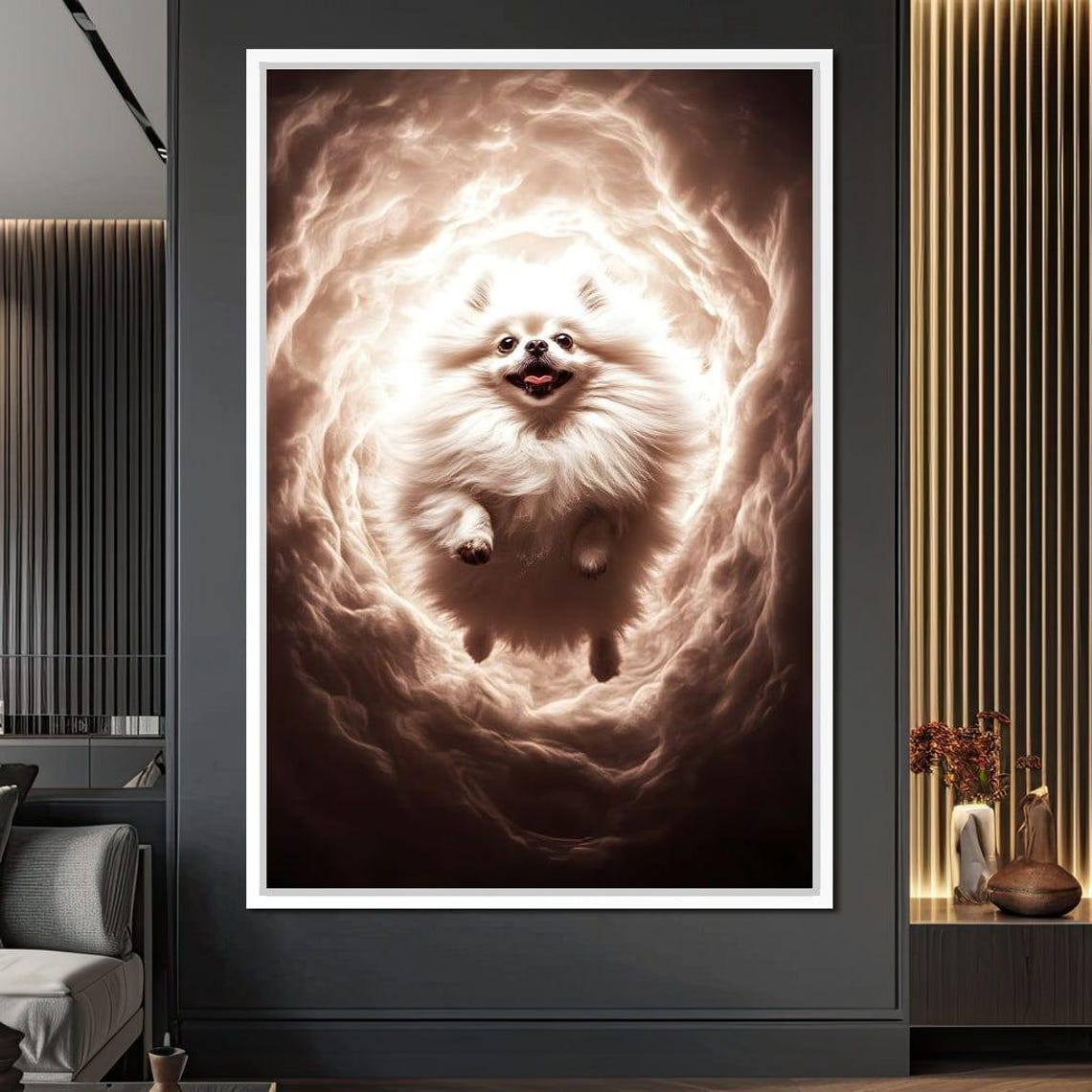 Fluffy White Pomeranian Floating In A Heavenly Clouds Dream Poster - Image 4