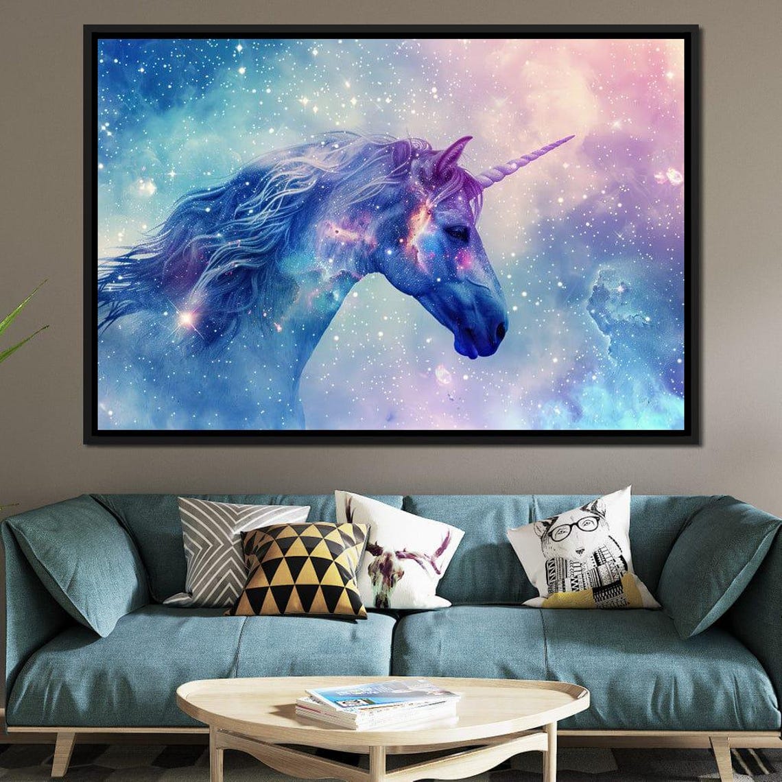 Cosmic Galaxy Unicorn Head Starry Nebula Dream Fantasy Wall Art - Image 2