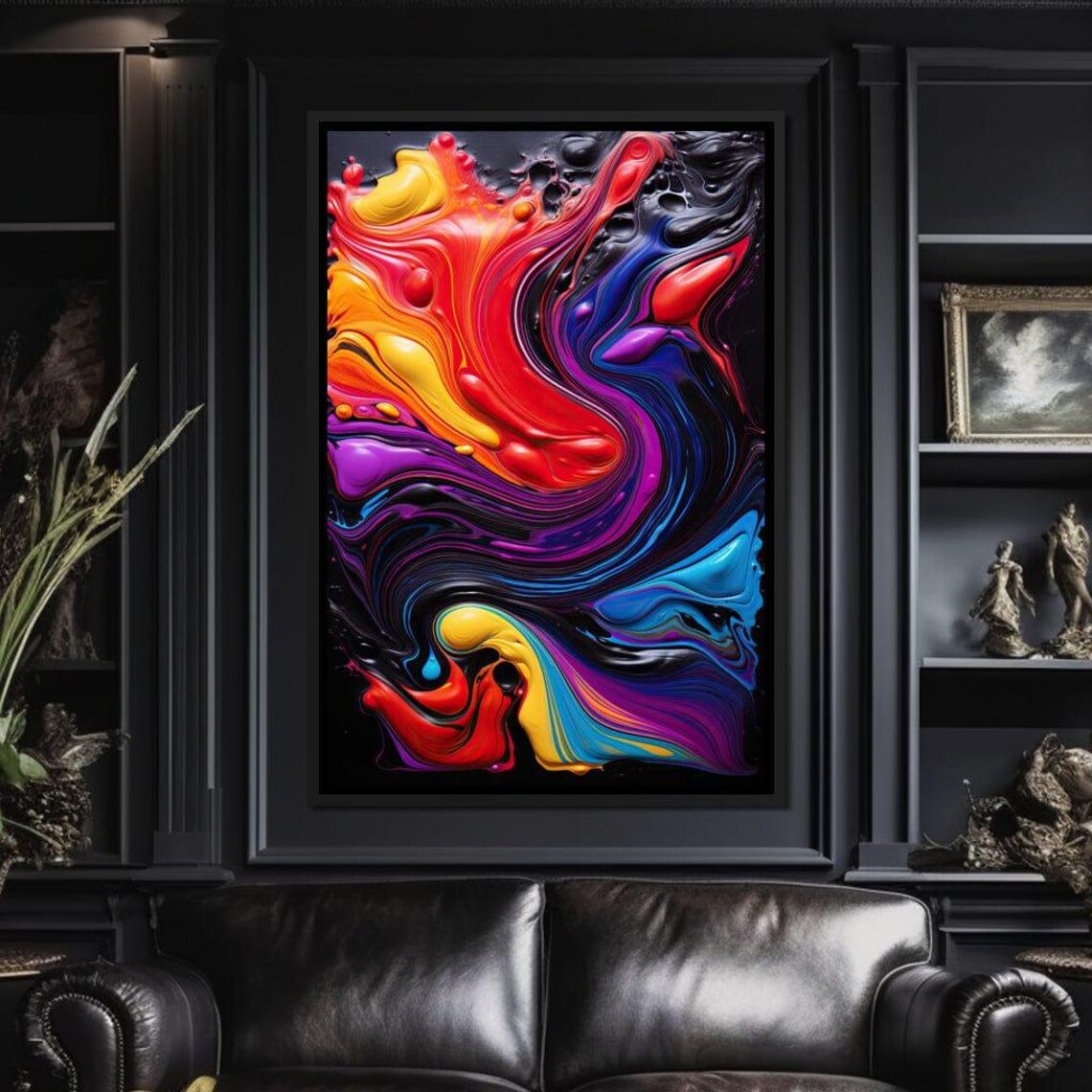 Twilight Abyss Abstract Swirl, Modern Art Print