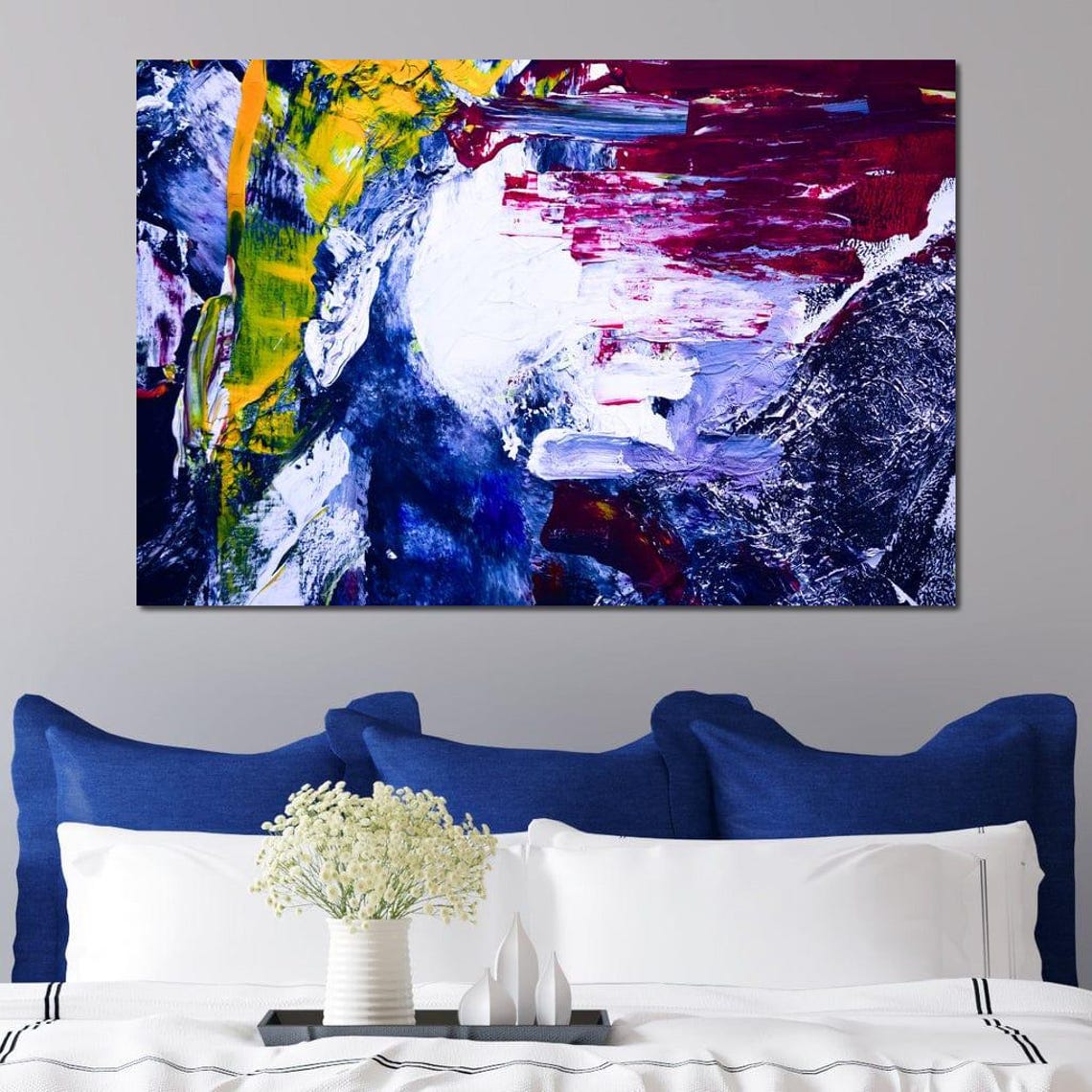 Blue Red Yellow Abstract Splash Modern Ocean Vibe Wall Art Poster - Image 4