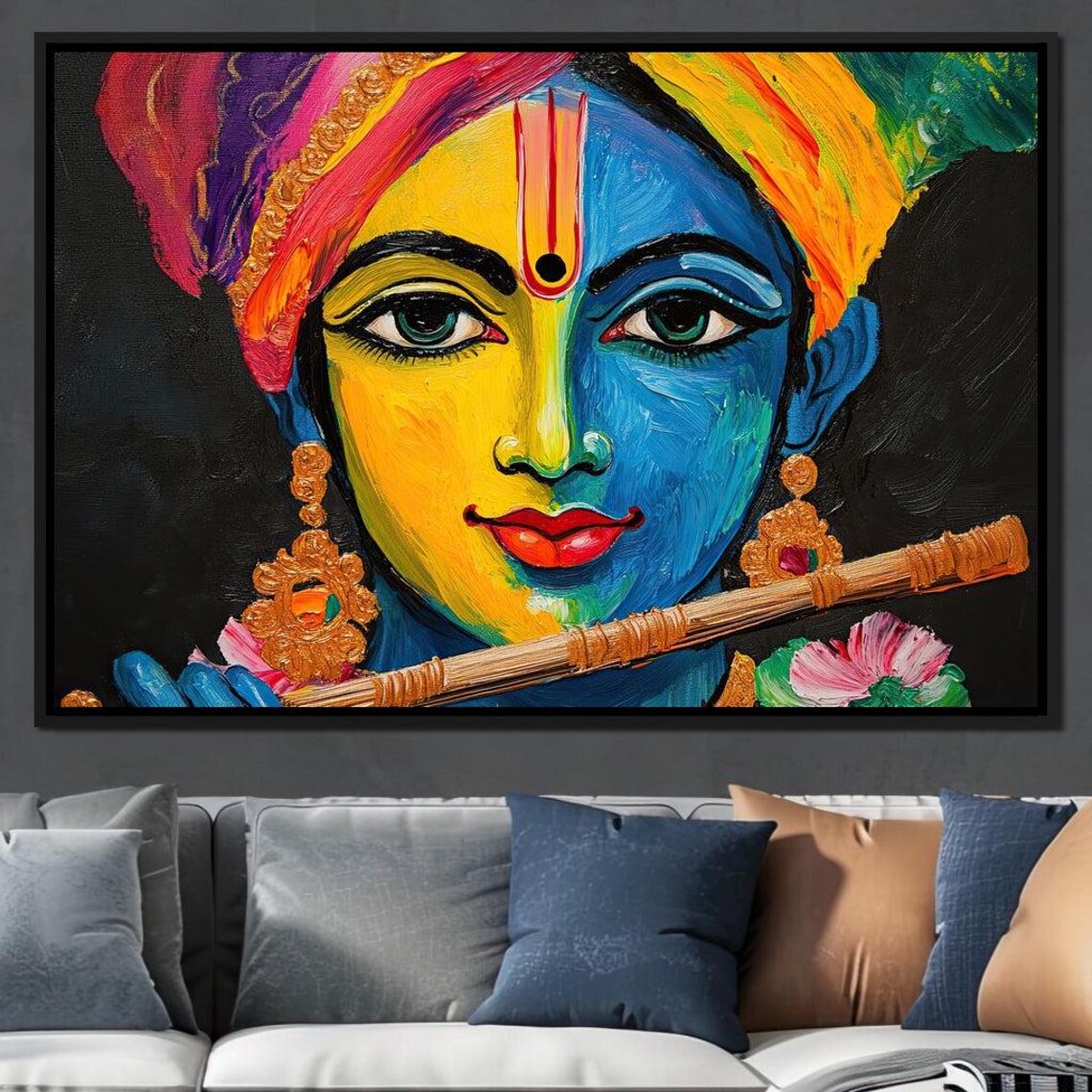 Krishna Spiritual Home Decor, Indian God Art Print - Image 4