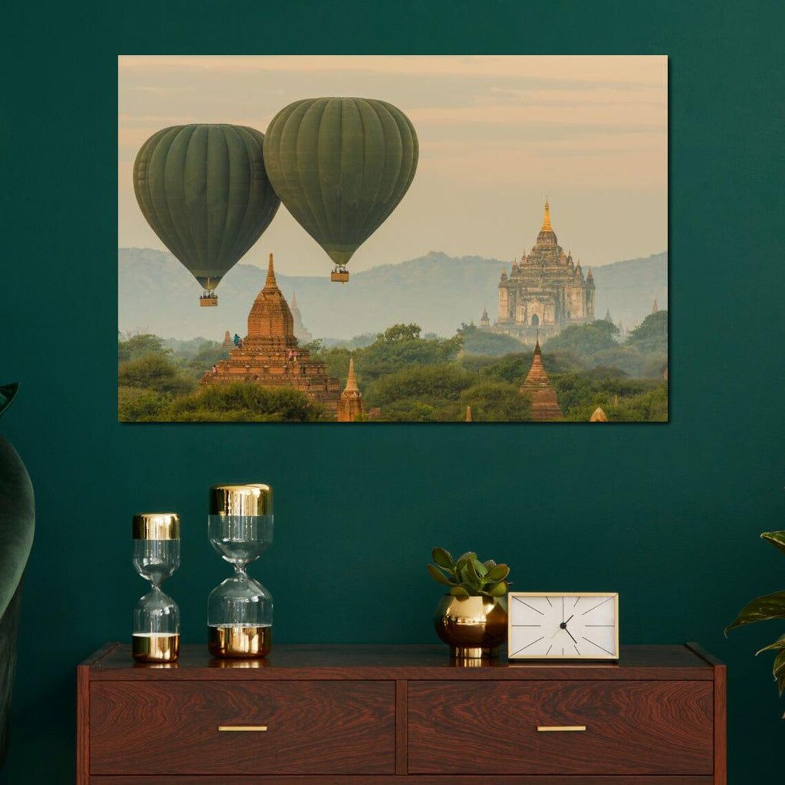 Hot Air Balloon Over Bagan Temples, Travel Poster - Image 3