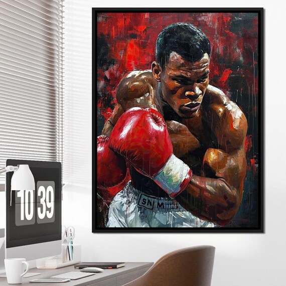 Boxer Fighter Red Gloves Bold Painted Portrait Motivational Sports Poster