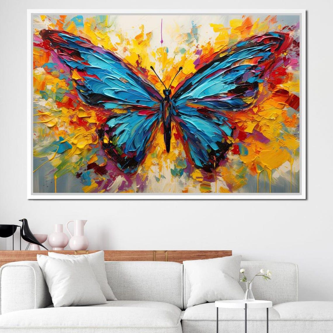 Vibrant Brushstroke Butterfly Colorful Art Butterfly Wall Art Nature Decor Whimsical Artistic Design Multi Panel By Nichecanvas - Image 4