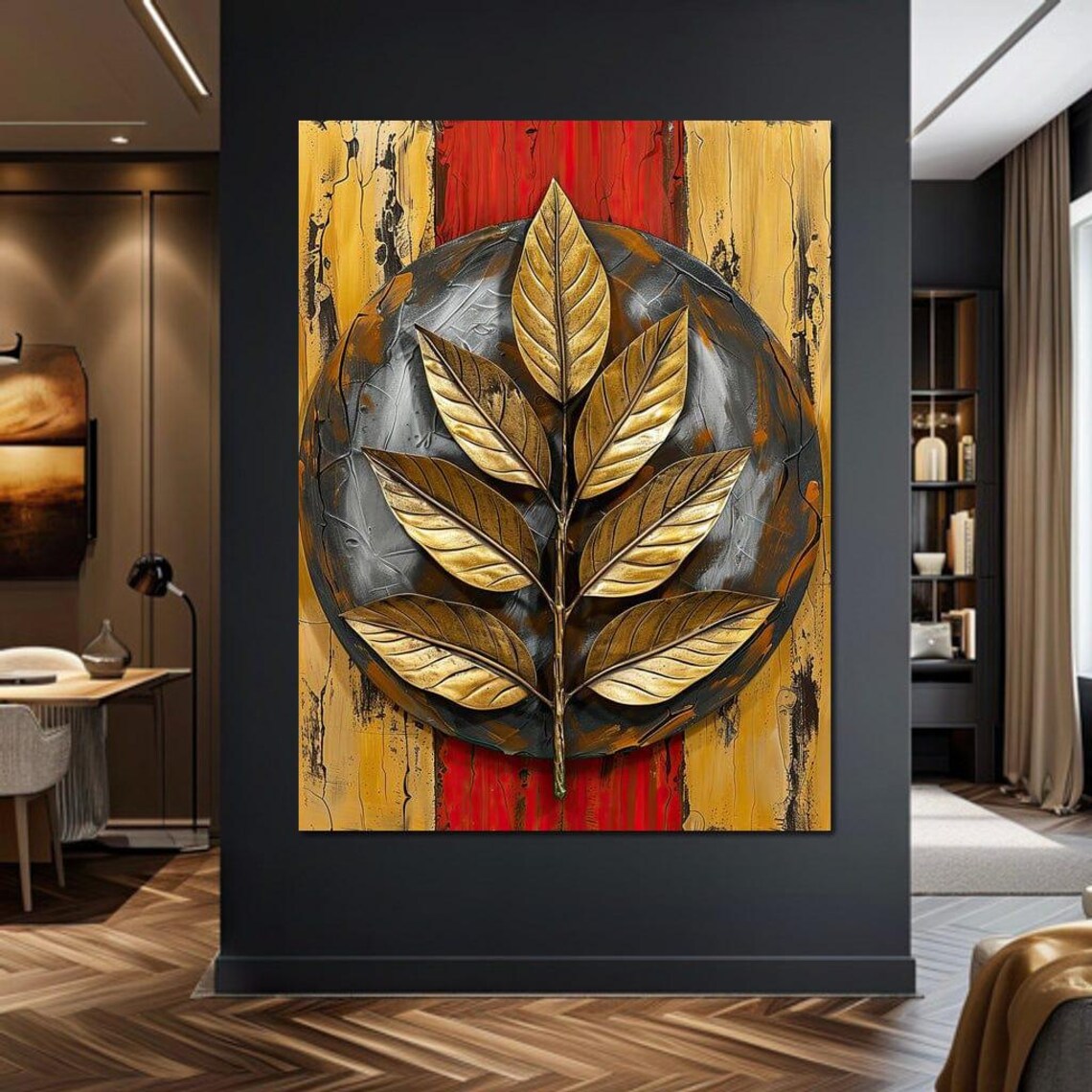 Golden Botanical Orbit - Abstract Botanical Art - Image 2
