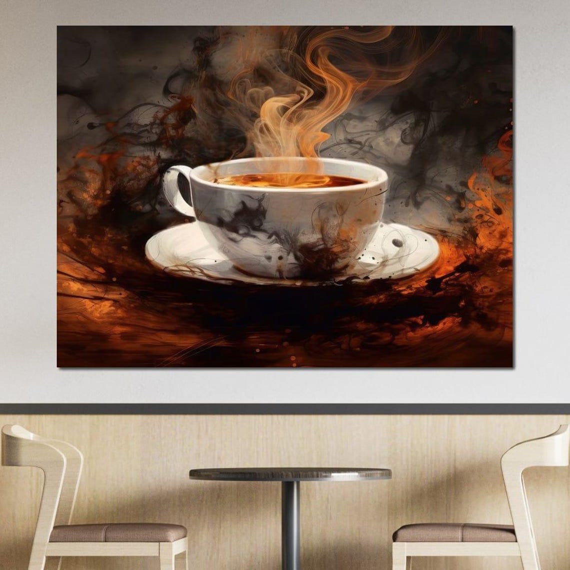 Mocha Latte Creation Warm Coffee Wall Art Cozy Home Decor Modern Kitchen Art Coffee Cup Design Latte Print By Nichecanvas - Image 2