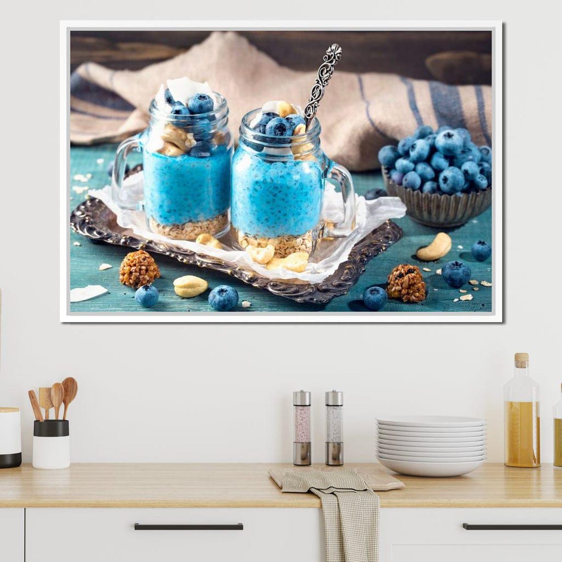 Blueberry Chia Pudding Mason Jars Healthy Breakfast Photography Print