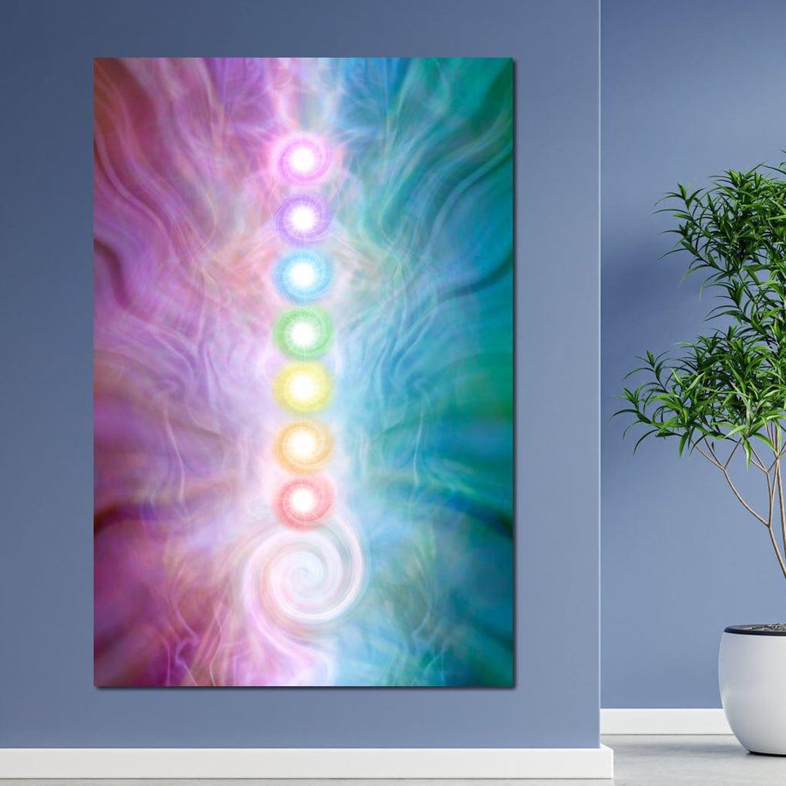 Seven Chakra Energy Centers Glowing Spiritual Meditation Art Poster - Image 3