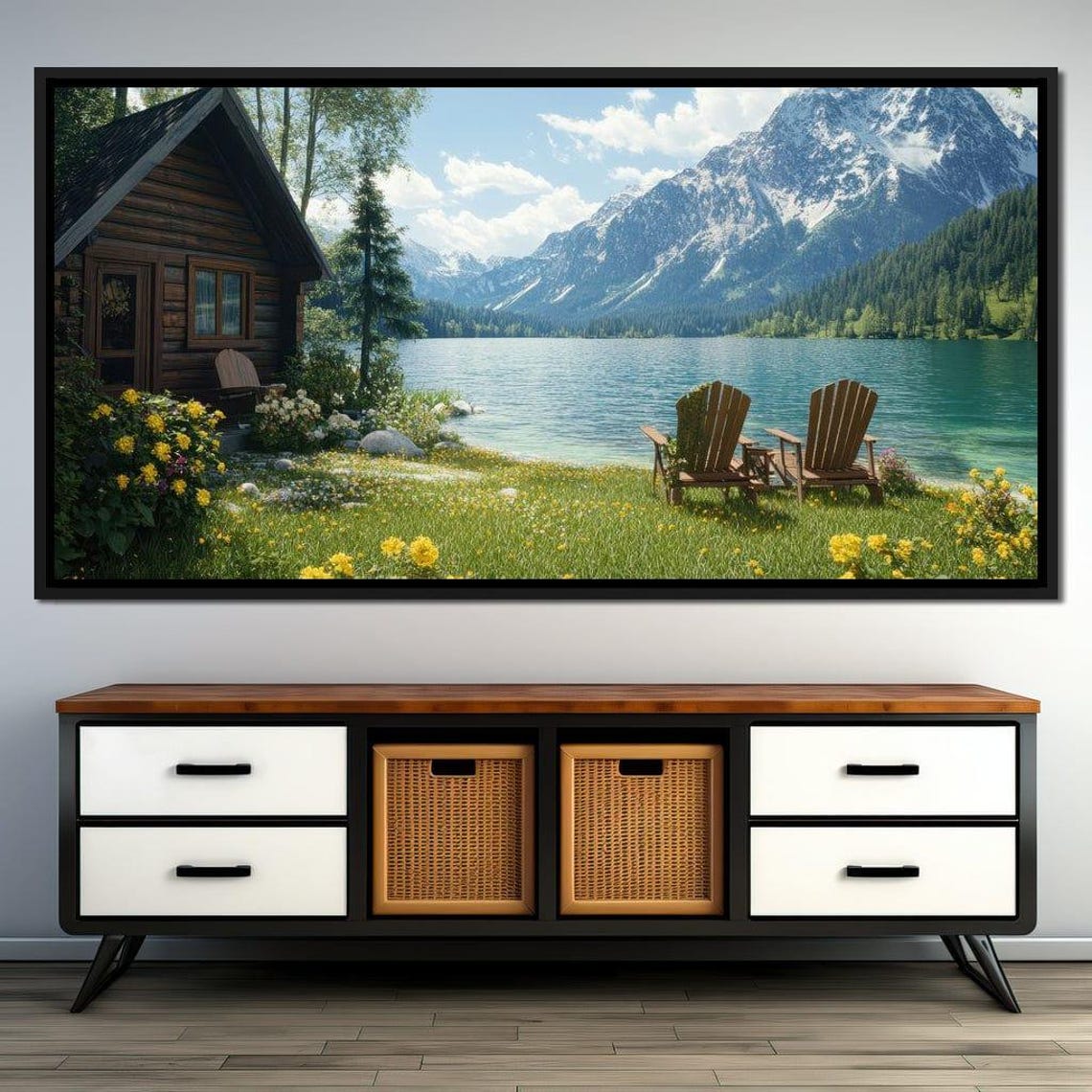 Tranquil Lakeside Harmony Mountain Scene Home Decor Nature Wall Art Peaceful Retreat By Nichecanvas - Image 4