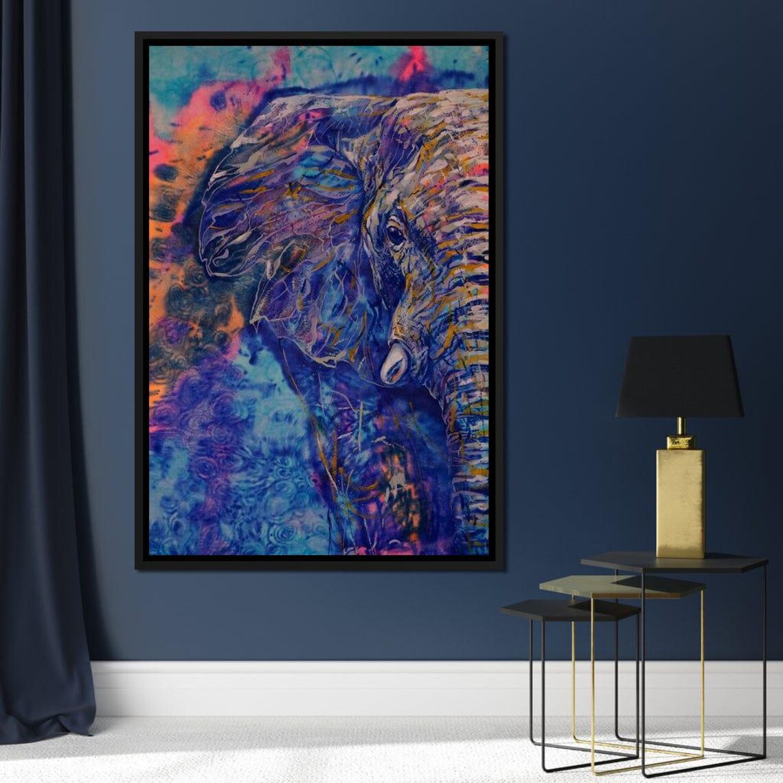 Blue Elephant Abstract Painting Colorful Wildlife Majestic Animal Wall Poster - Image 2