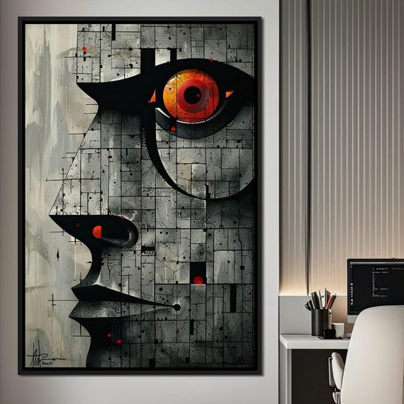 Enigmatic Gaze Fractal Mosaic Cole Williams Home Decor Abstract Portrait Modern Wall Art Geometric Patterns By Nichecanvas