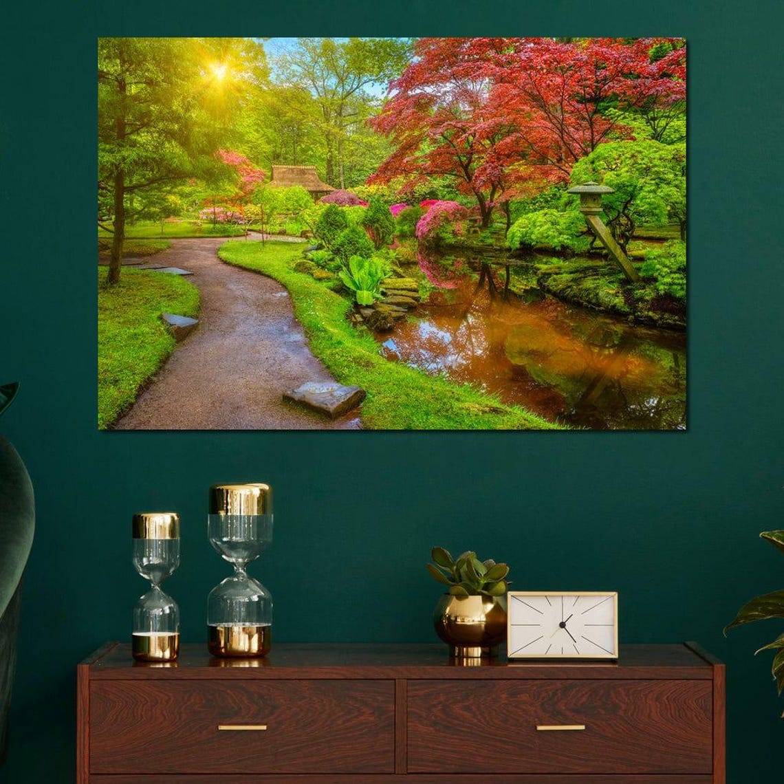 Japanese Garden Red Maple Pond Stone Lantern Tranquil Travel Poster - Image 4