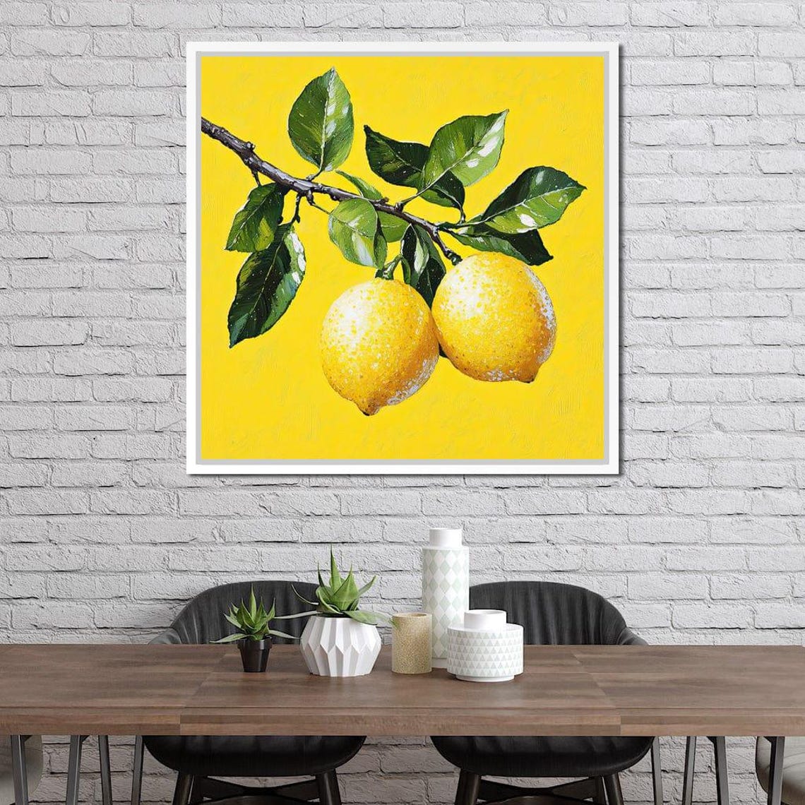 Fresh Lemons On Branch Bright Yellow Citrus Botanical Wall Art - Image 3
