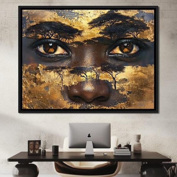 Golden Gaze Of Nature Sakeem Gibbs Eye Portrait African Art Modern Decor Mystical Art Golden Theme Wall Print By Nichecanvas