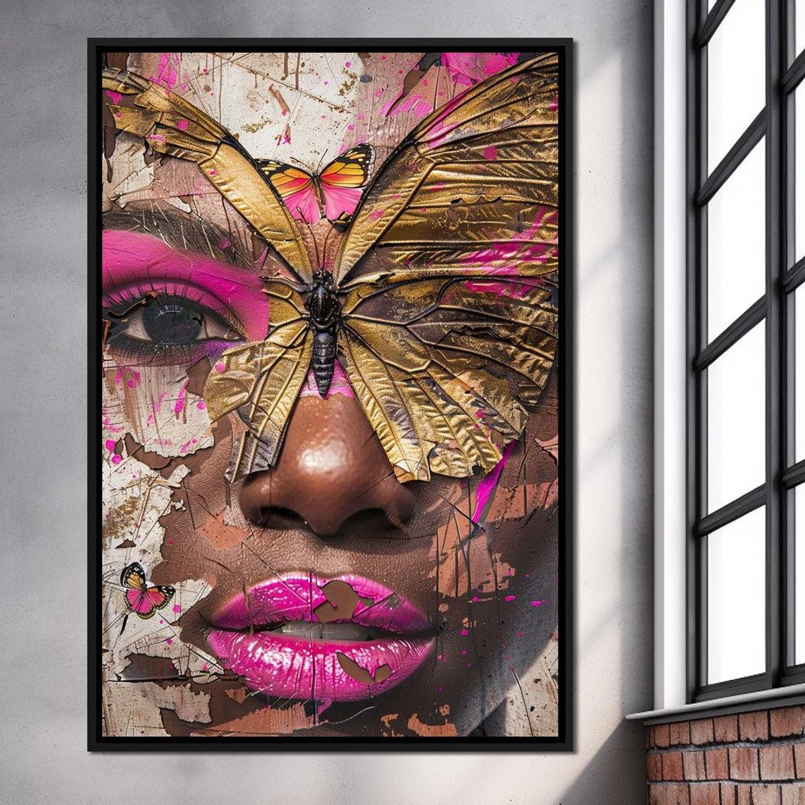 Radiant Metamorphosis Elegance Butterfly Design Pink Brown Art Unique Home Decor Modern Wall Decor By Nichecanvas - Image 4