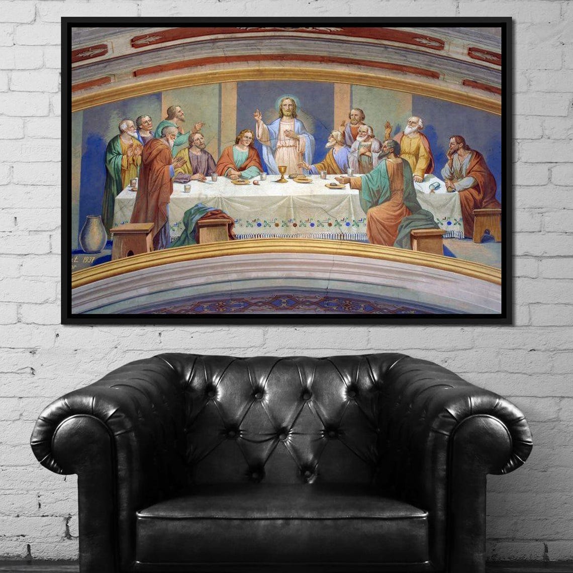 Last Supper Fresco Jesus Apostles Church Biblical Scene Art Poster - Image 2