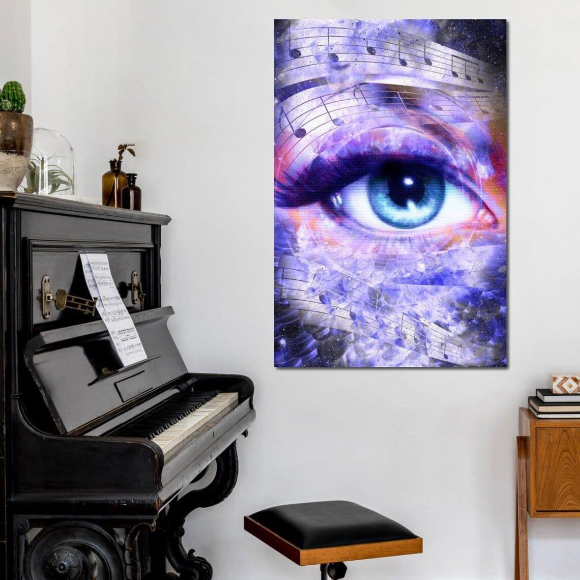 Musical Eye Abstract Sheet Music Purple Blue Fantasy Music Art Wall Poster - Image 4