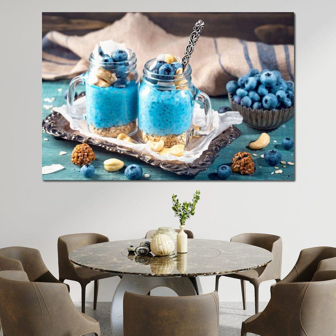 Blueberry Chia Pudding Mason Jars Healthy Breakfast Photography Print - Image 3