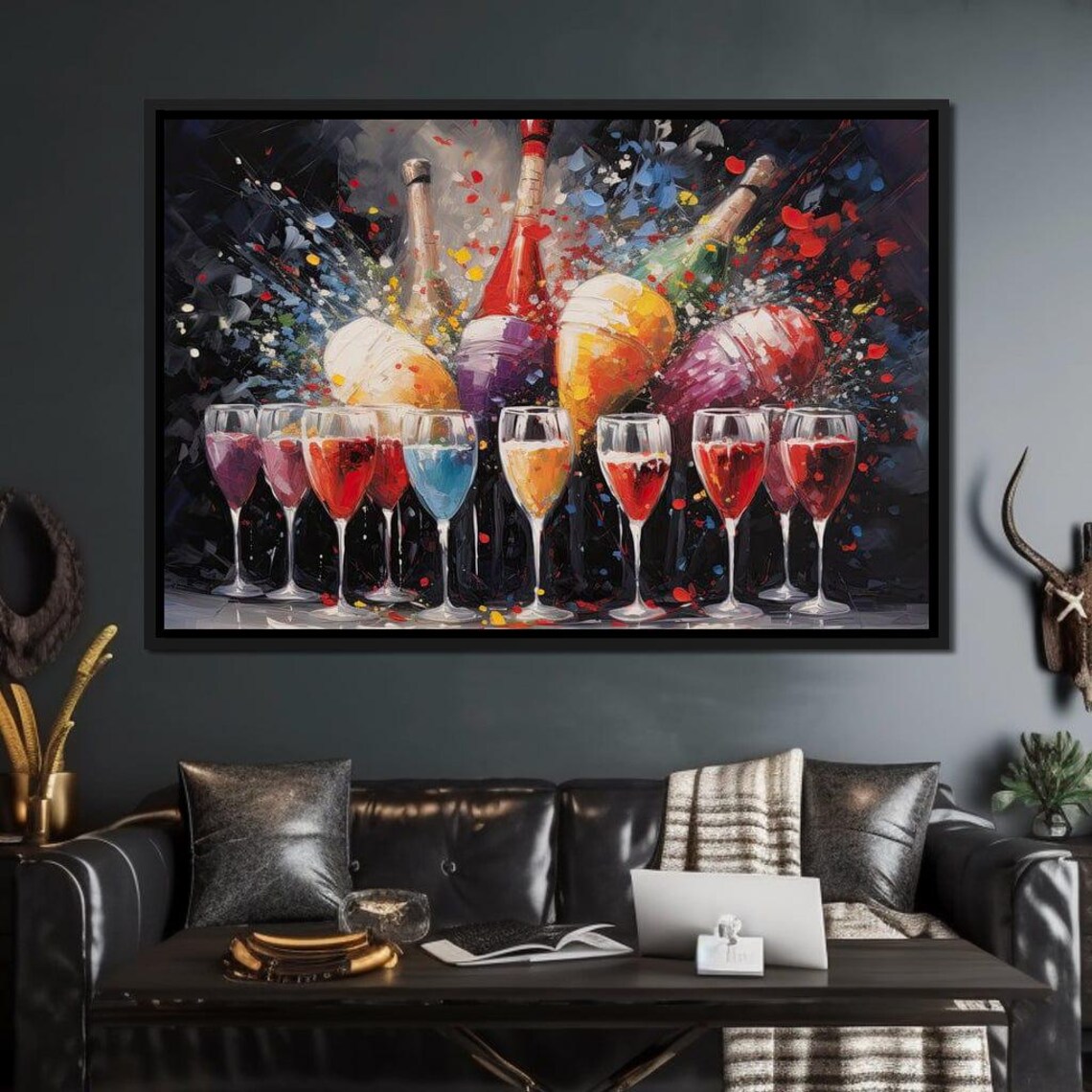 Colorful Wine Bottles Cocktail Glasses Celebration Party Bar Art Poster - Image 4