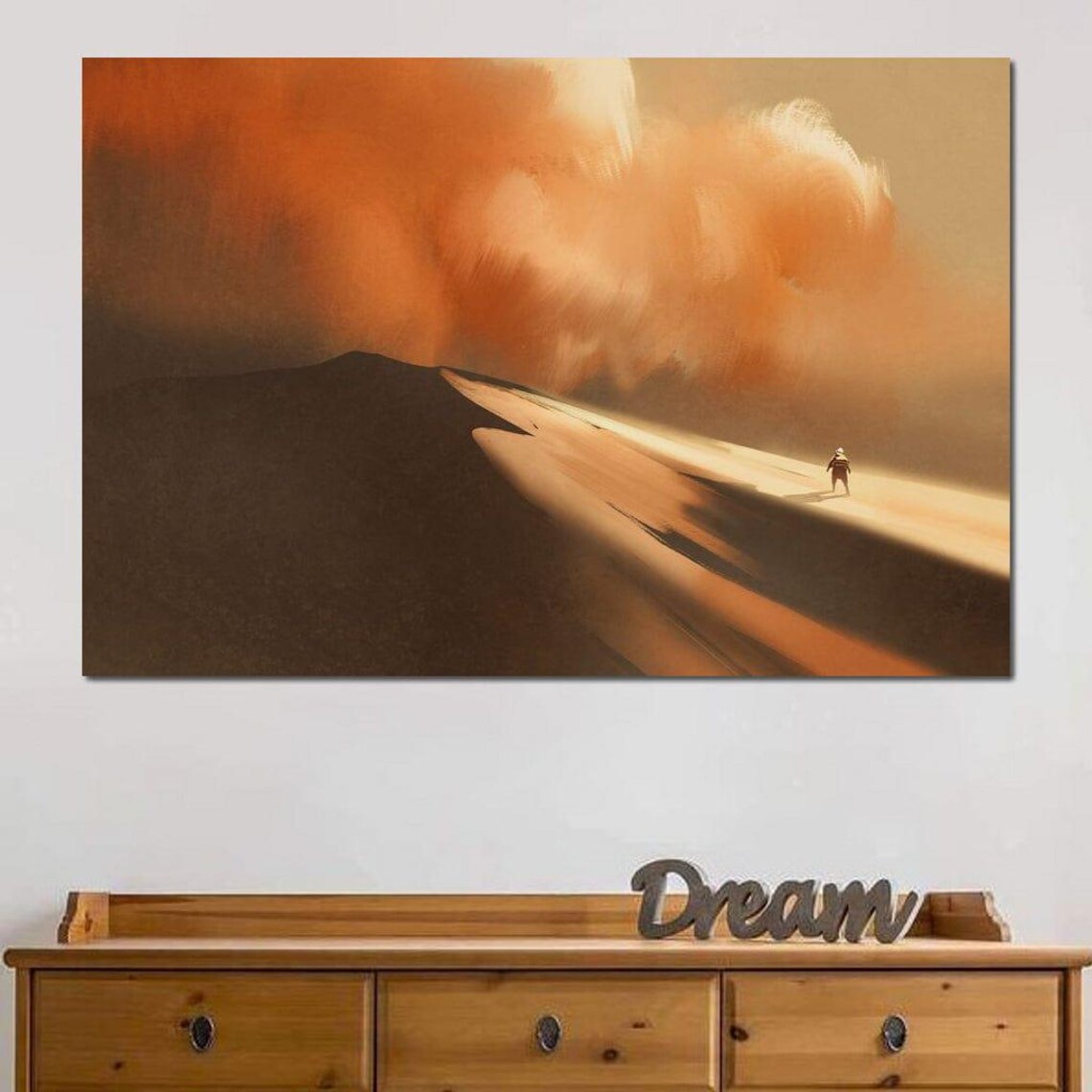 Desert Sandstorm Lone Traveler Golden Dune Dramatic Nature Poster - Image 4