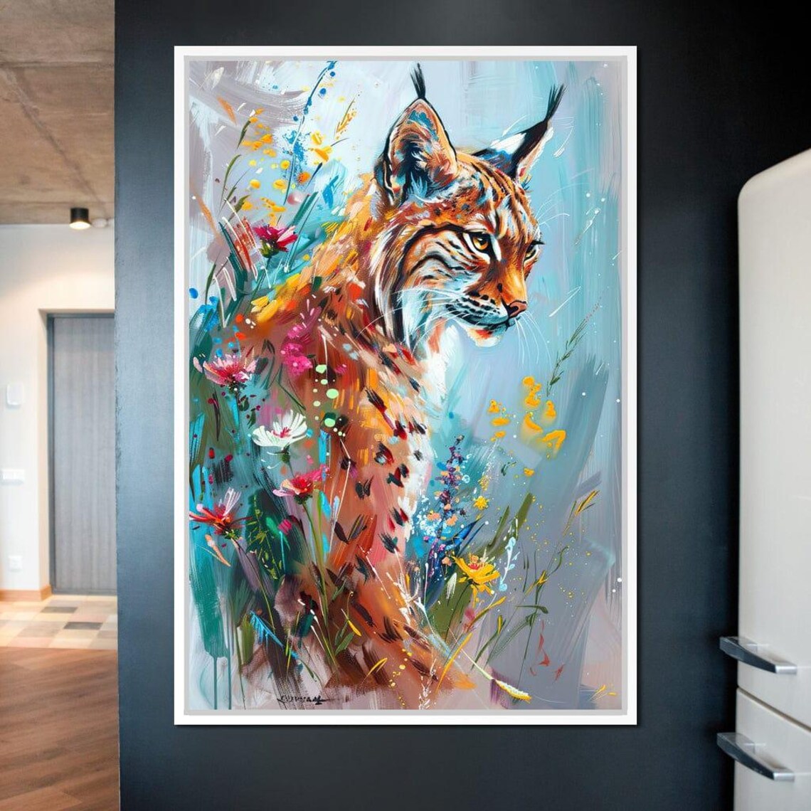 Lynx Among Wildflowers Colorful Wildlife Portrait Spring Meadow Poster - Image 4