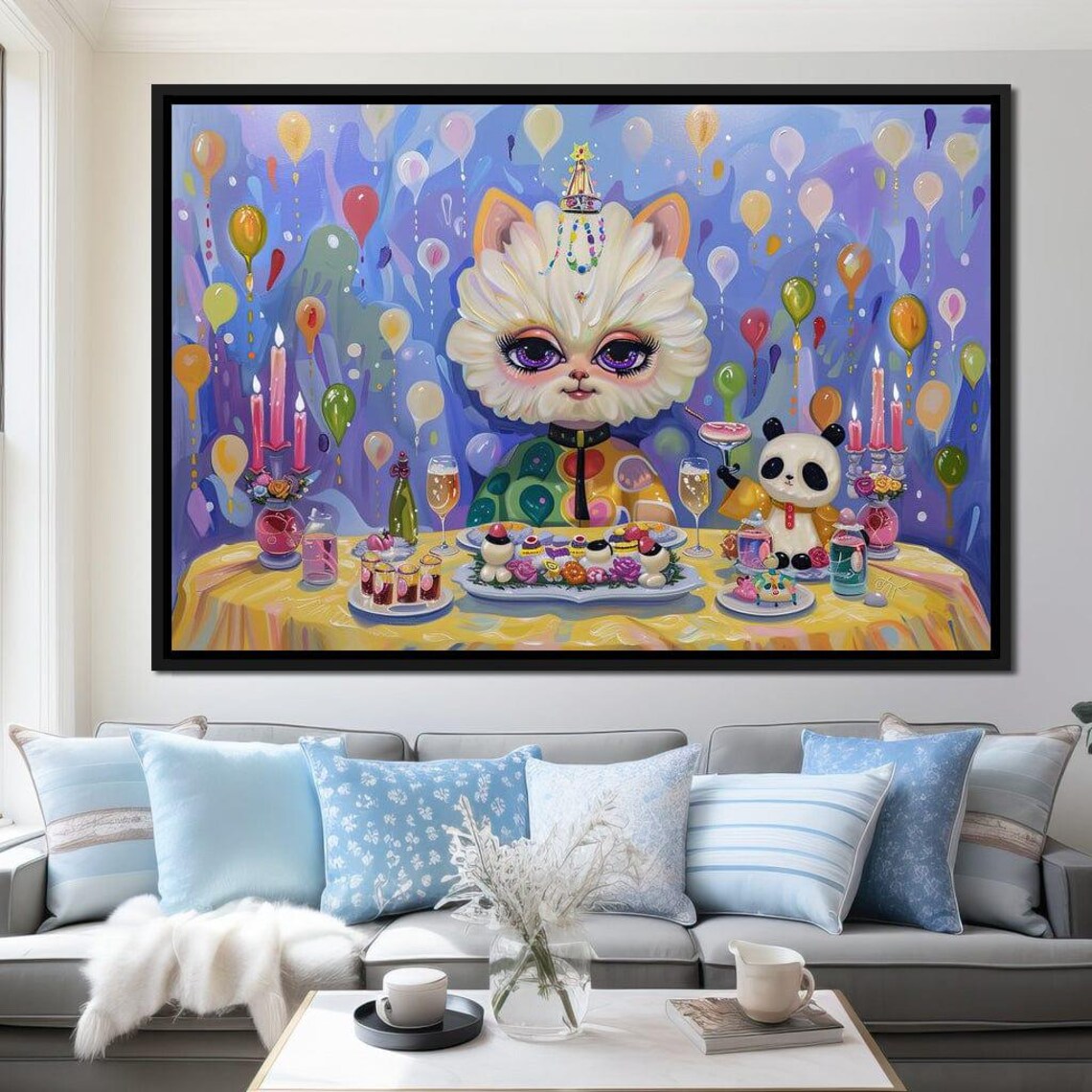 Whimsical Kitten Panda Birthday Party Balloon Table Kids Wall Art Poster - Image 2