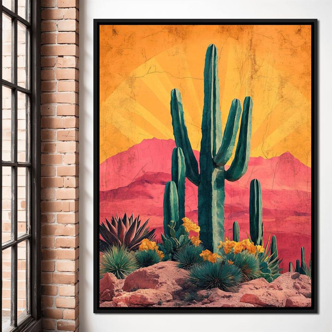 Saguaro Cactus Orange Sunrise Pink Desert Mountains Wall Art Print - Image 3