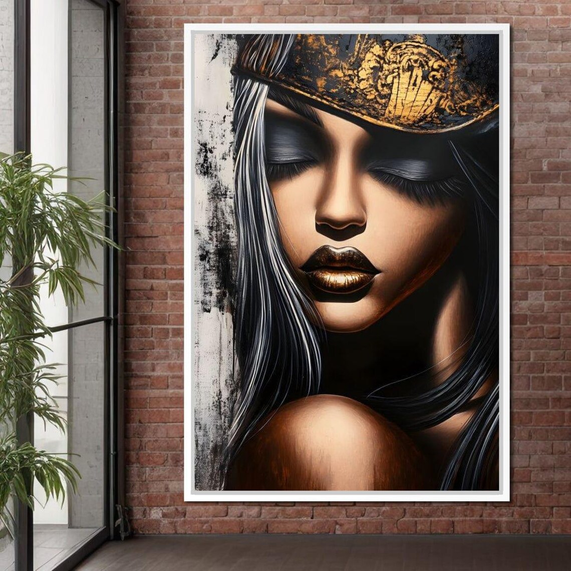 Golden Dreams Portrait Elegance, Modern Home Decor - Image 2