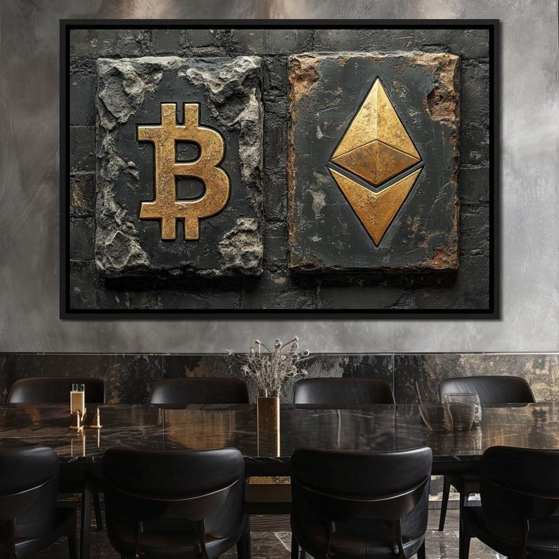 Bitcoin Ethereum Gold Stone Tablets Crypto Luxury Modern Decor Poster - Image 4