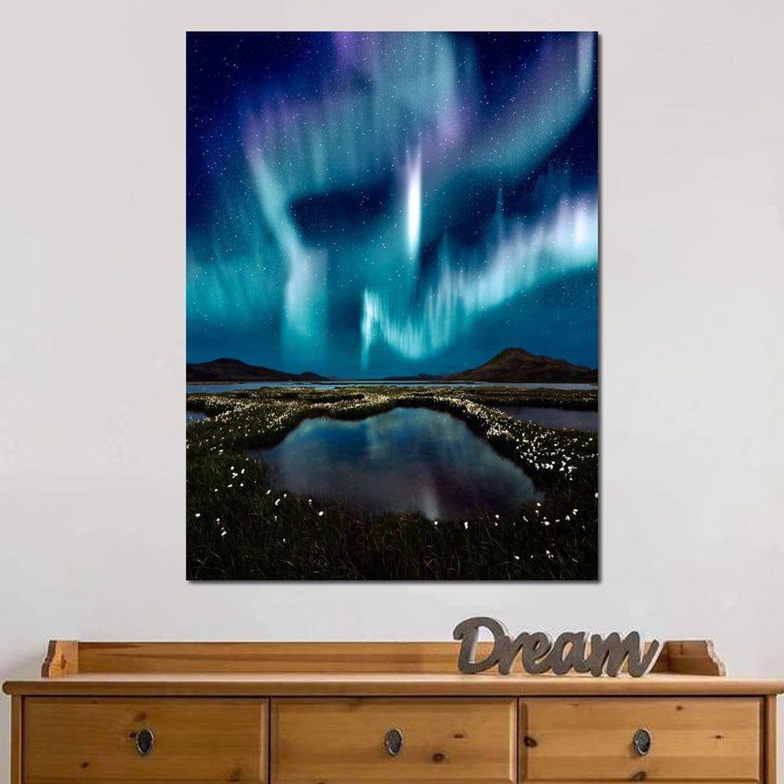 Enlightened Night Starry Sky Art Moonlight Reflection Blue Landscape Tranquil Nature Scenic Wall Decor By Nichecanvas - Image 3
