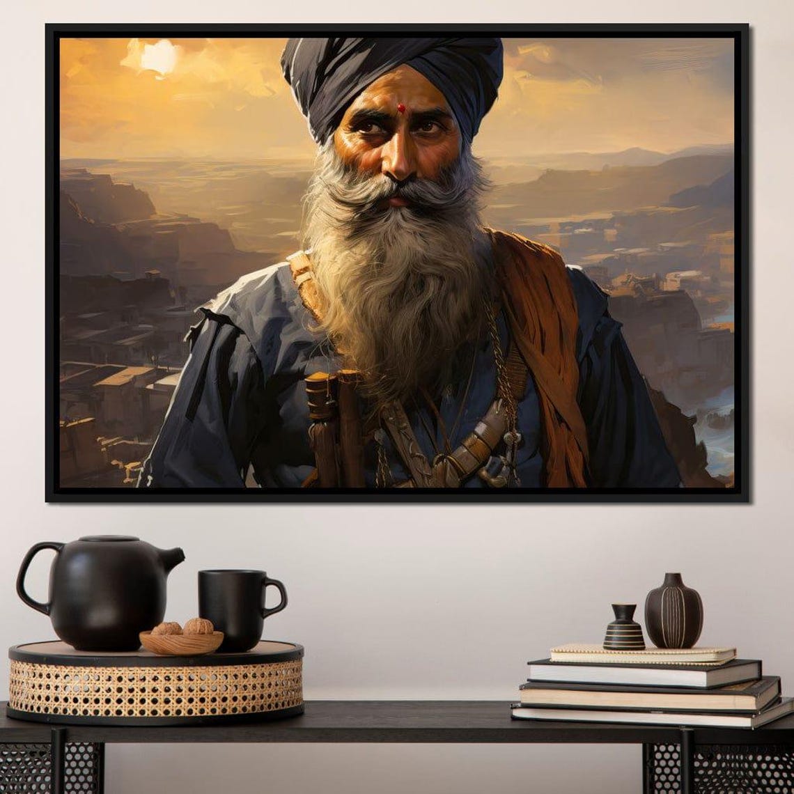 Sikh Warrior Historical Elder Turban Desert Fortress Art Poster - Image 3