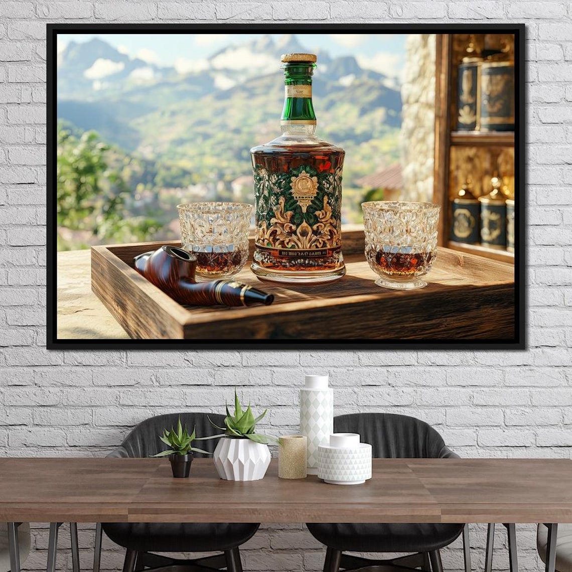 Mountain Retreat Rum Rustic Whiskey Art Cozy Barware Decor Nature Inspired Home Decor By Nichecanvas - Image 2