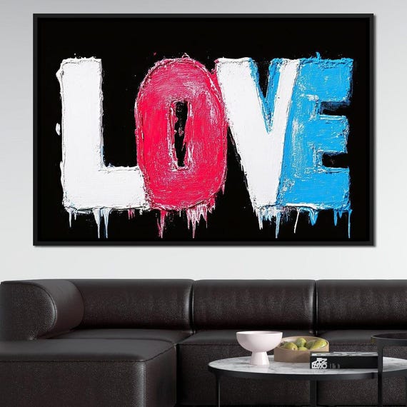 Colorful Expression Of Love Modern Home Decor Vibrant Wall Art Love Theme Print Bold Artistic Design By Nichecanvas