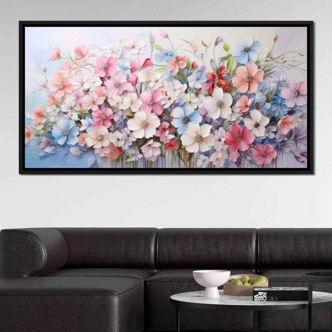 Pastel Wildflowers Multi Panel Canvas Set Pink Blue Floral Wall Art - Image 2