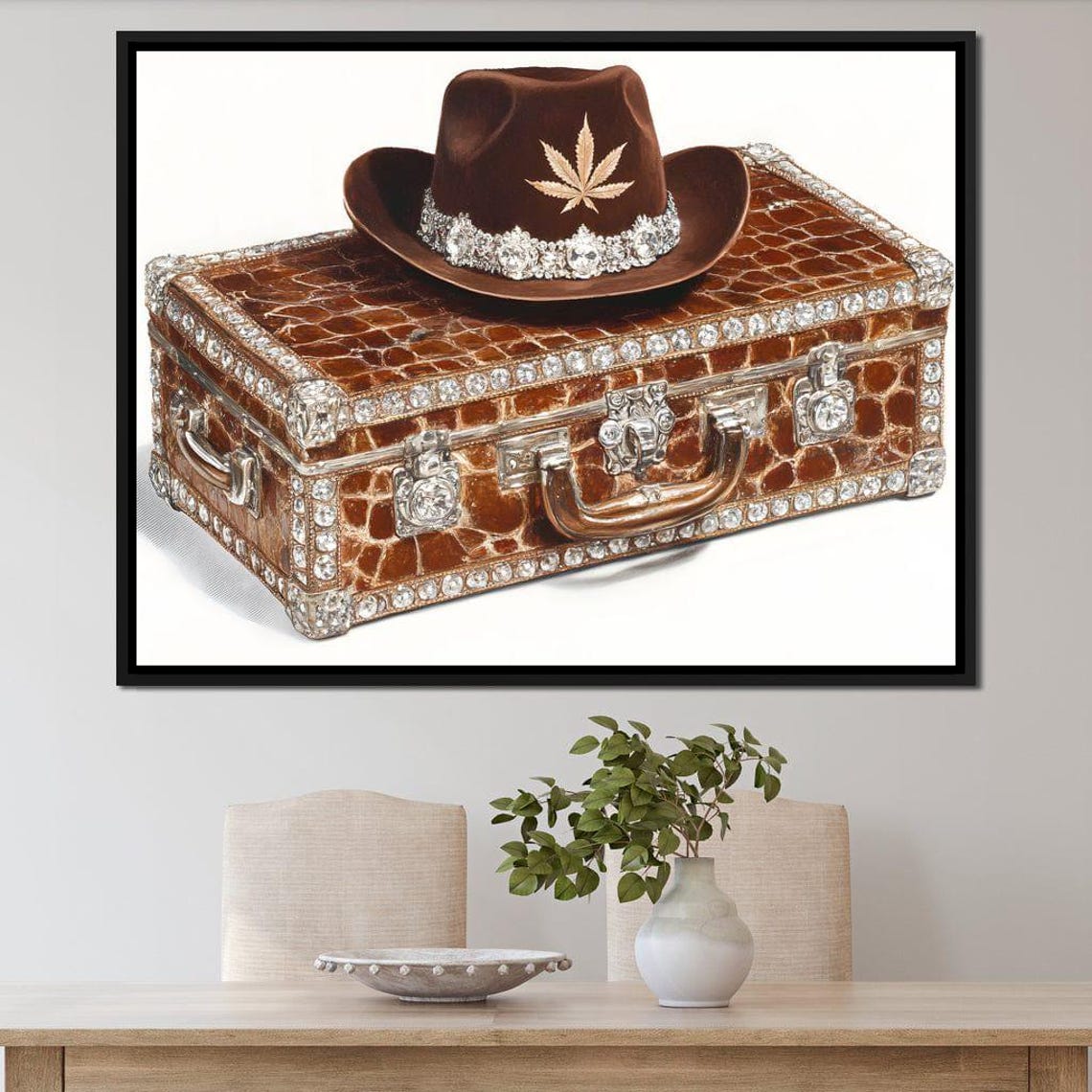 Cowboy Allure Western Luxe Stylish Brown Decor Cowboy Hat Art Rustic Home Accent Wall Decor By Nichecanvas - Image 3