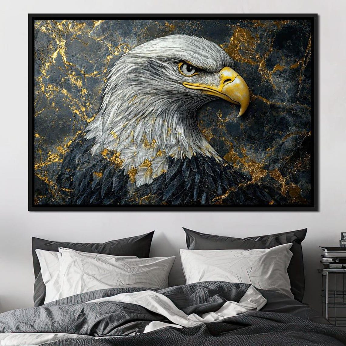 Bald Eagle Gold Marble Portrait Majestic Bird of Prey Wildlife Poster - Image 4