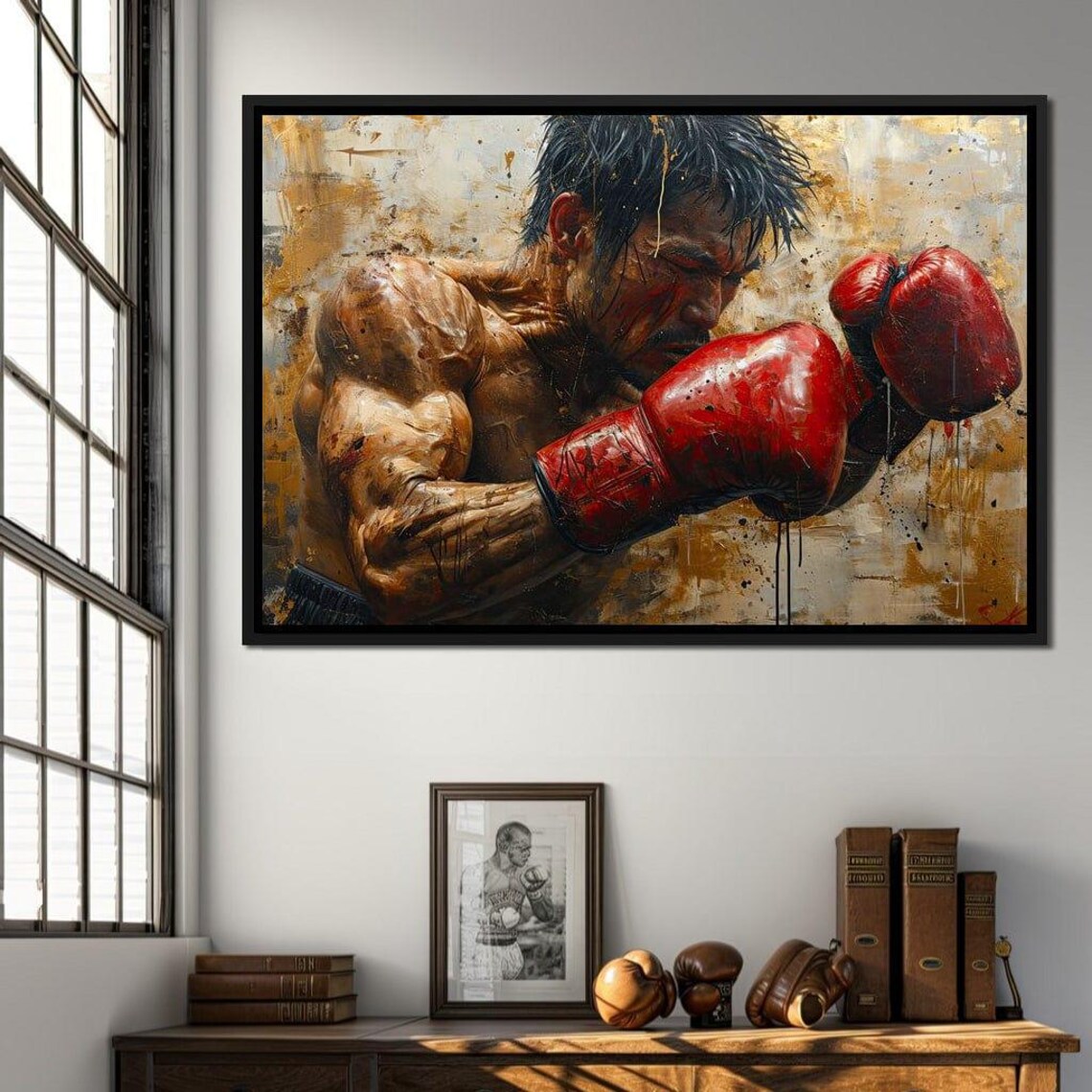 Determined Boxer Red Gloves Gritty Fight Stance Motivational Sports Wall Poster - Image 4