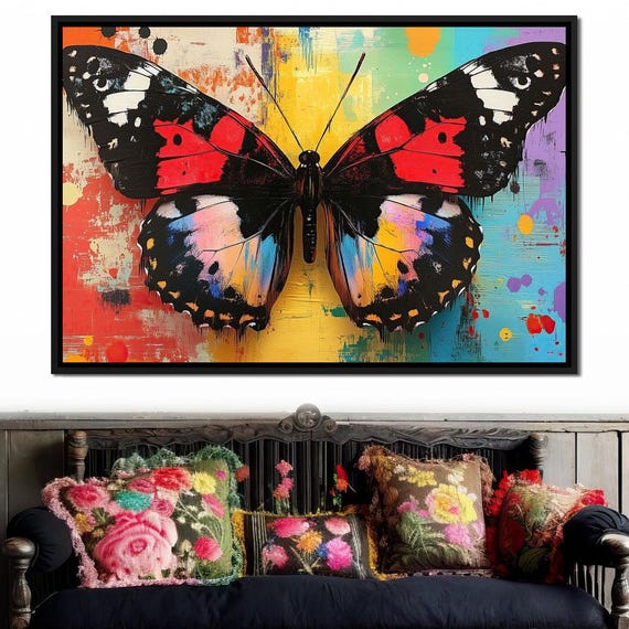 Butterfly Palette Symphony Vibrant Wall Art Colorful Home Decor Abstract Insect Painting Nature Poster By Nichecanvas