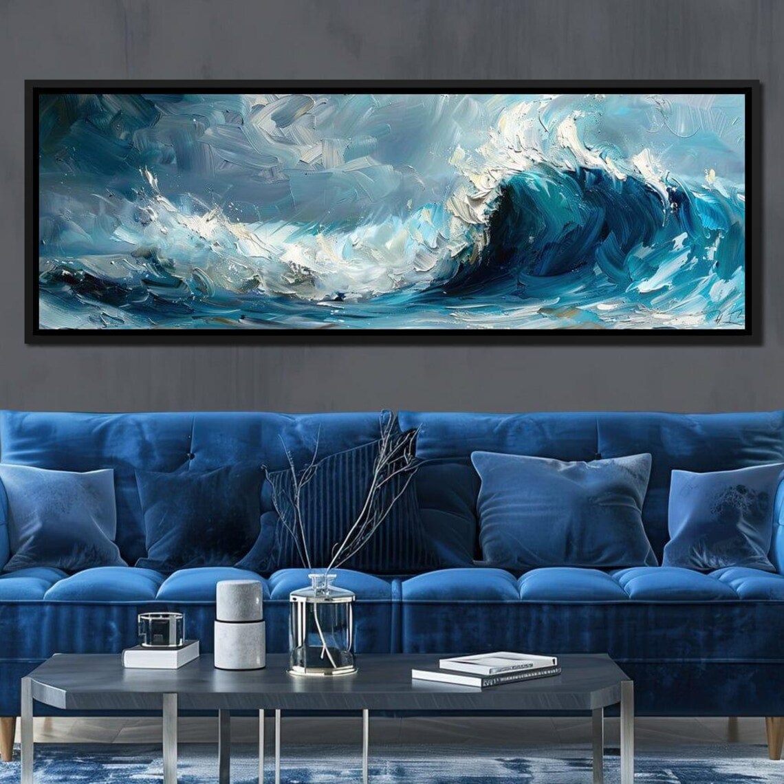 Blue Ocean Wave Crash Panoramic Coastal Seascape Travel Poster - Image 4