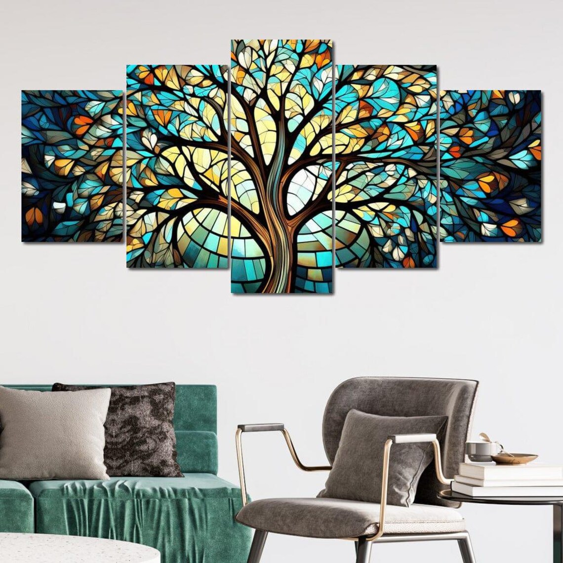 Tree Scarlet Onyx and Ochre, Modern Nature Decor
