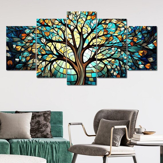 Tree Scarlet Onyx and Ochre, Modern Nature Decor