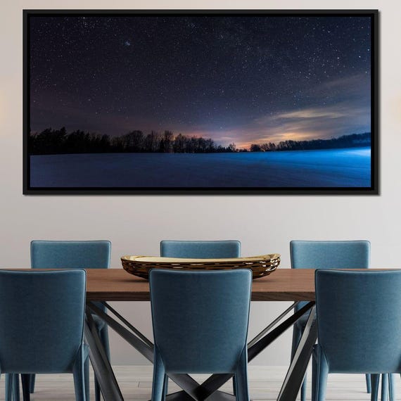 Carpathian Mountains At Night Starry Night Sky Art Print Black Blue Scenic Landscape Nature Photography Wall Decor By Nichecanvas